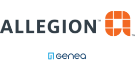 image of Allegion's logo and Genea's logo.